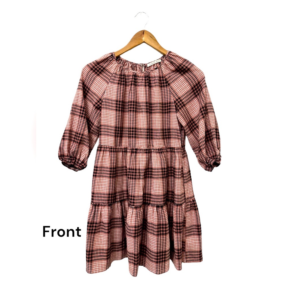 Girl casual Plaid 3/4, or long sleeves dress. Size 9/10. Copper Key.